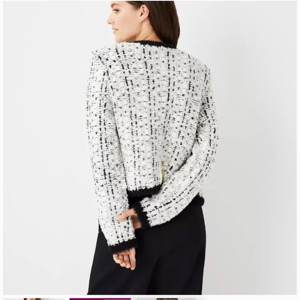 NWOT Ann Taylor Black and White Textured Blazer Soft & Lux